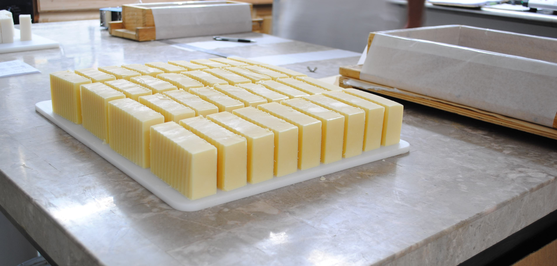 Cut Handmade Soap Inside The Soap Shop.